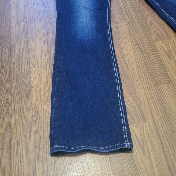 Rock & Roll Cowgirl Mid Rise Bootcut Blue Denim Embelleshed Jeans 33×34 A76 - Picture 12 of 12